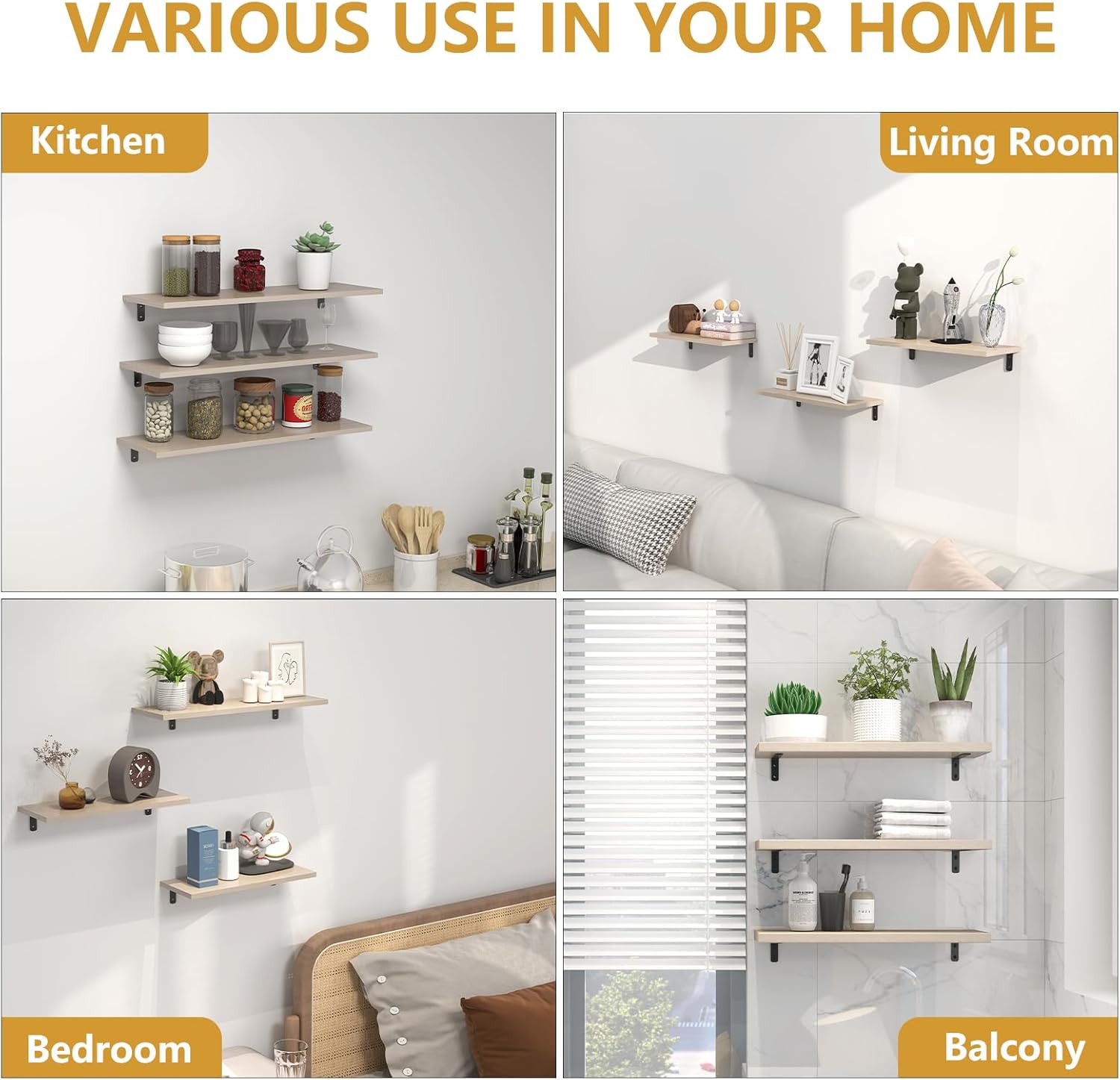 LSK Low-Profile Shelf Brackets for Less-Is-More Interiors — White Steel, Hidden Screws, 6-Pack
