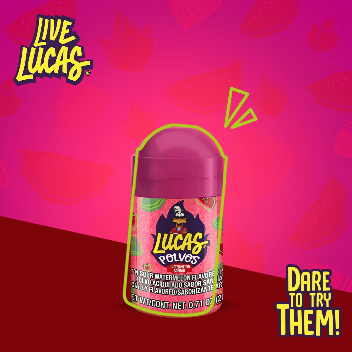 Lucas Powder Watermelon Flavored Candy – Kid-Friendly Spicy-Sweet Snack for Birthday Goody Bags and Piñata Filler, 10 Pack