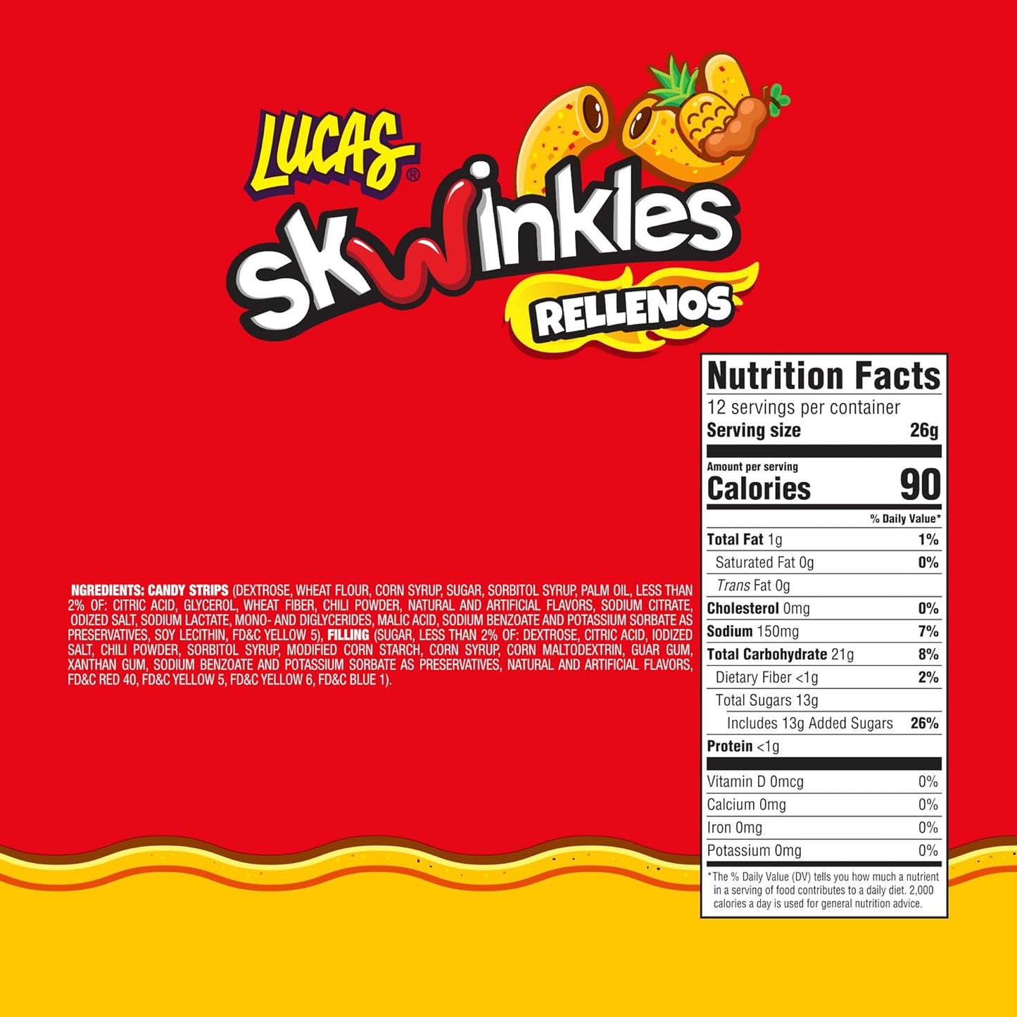 Lucas Skwinkles Tamarind Candy Straws – Soft Chewy Treat for Kids' Party Favors and Treat Bags