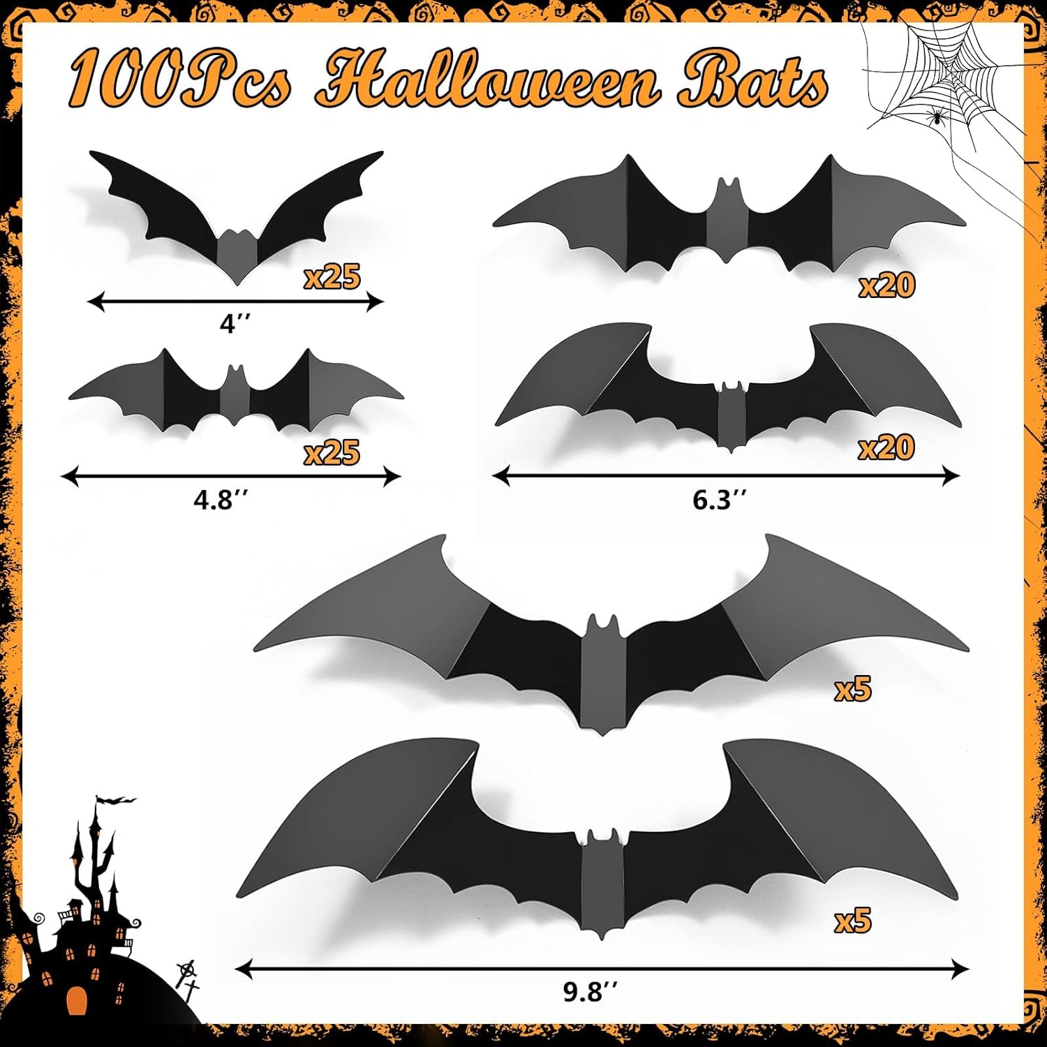 LUDILO PVC Bat Wall Set – Dramatic Fright Night Centerpiece for Living Room Walls