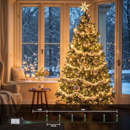LukLoyok Mini Fairy Lights 66 ft – Warm White Fireplace and Headboard Accent Lights with 8 Modes and Memory