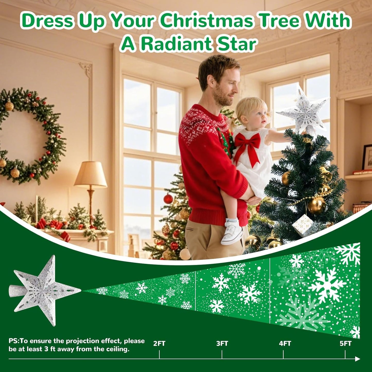 Lumabelle Silent LED Star Tree Topper – Stress-Free Holiday Atmosphere for Cozy Self-Care Corners and Reading Nooks