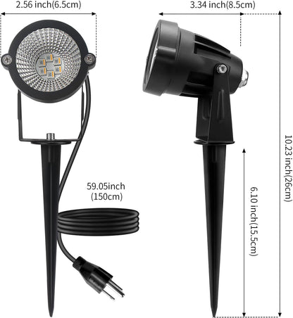 LumenGlow 120V Plug in Outdoor Spot Lights for Open Air Entertaining, 12W Color Changing LED Landscape Lighting 4 Pack IP65 Weatherproof Remote Included