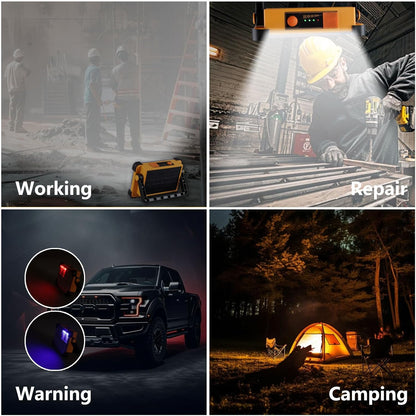 LUMENHUB 10000LM Rechargeable Floodlight – Hiking & Picnic Outdoor Light with USB Power Bank