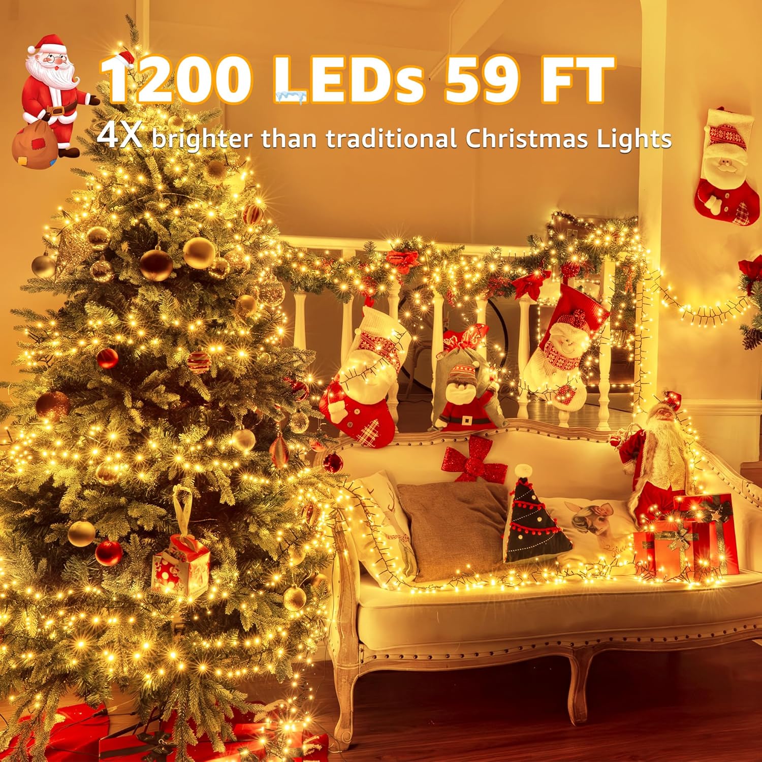 Lumicharm 1200 LED String Lights – Cozy Birthday Gift for Mom Who Loves Holiday Home Styling