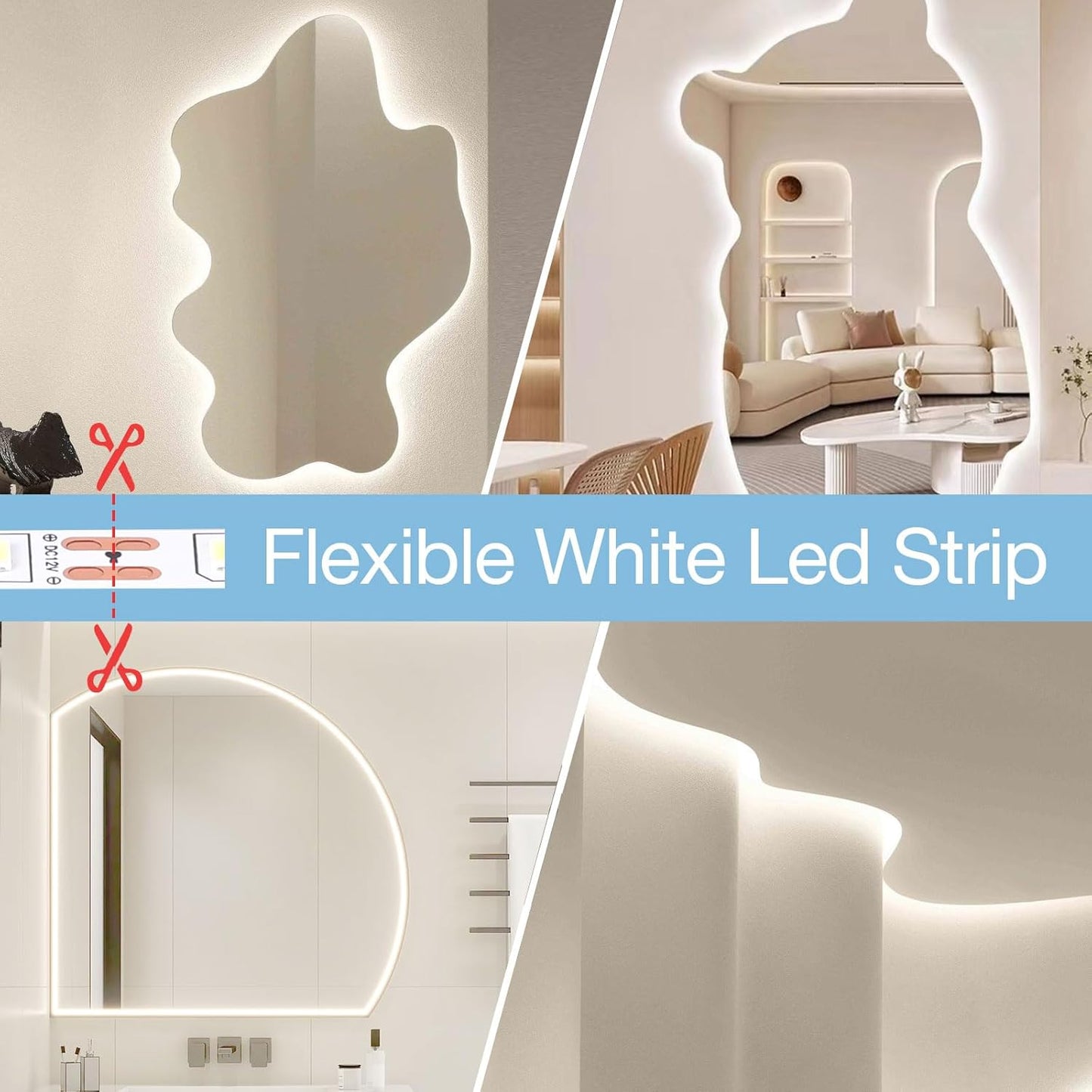 Lumichoice AuraGlow Tape Lights – Uncluttered Bedroom Ambient Strip, Neutral Cool White 6500K for Less Is More Decor