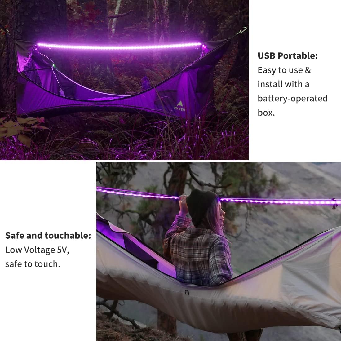 Lumify Home Glow Strip for Living Room Aesthetic, 300 LED Blacklight Bar with USB & Battery Power