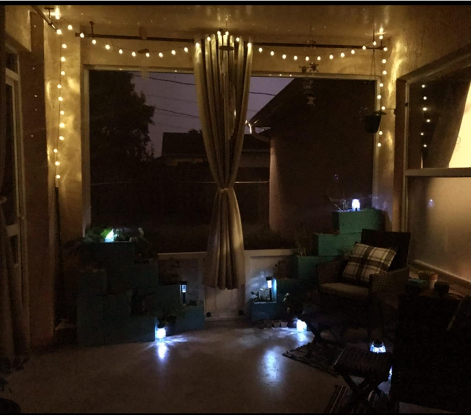 LumifyPro Battery Powered Outdoor Cafe Lights 25ft 20 Bulbs 8 Modes, IP65 Waterproof Hanging Lights for Pergola Camping Patio