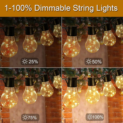 LumifyPro Battery Powered Outdoor Cafe Lights 25ft 20 Bulbs 8 Modes, IP65 Waterproof Hanging Lights for Pergola Camping Patio