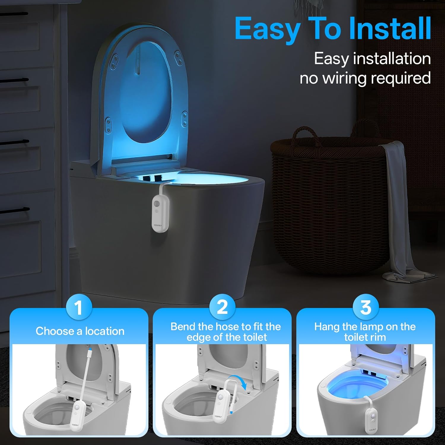 LumiGuard LED Toilet Light – Gradient Color Shift Bathroom Accent Light, Rechargeable Decor Piece