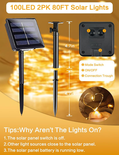 LuminaGlow Solar Twinkle Lights – Pergola and Fence Lighting for Entertaining, 10-12 Hour Runtime
