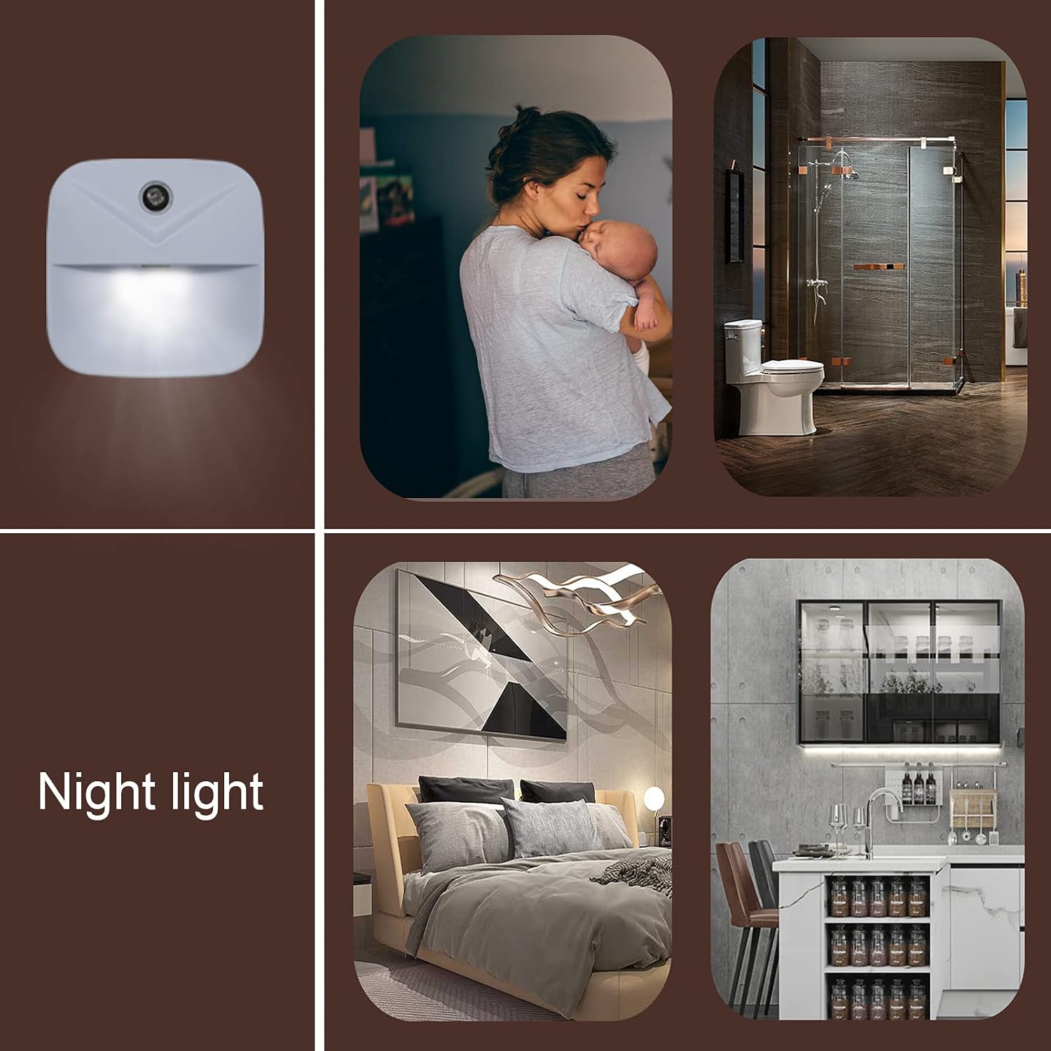 LuminAura Plug in Nightlight Set of 6, Practical Holiday Gift for Mom and Grandma with Soft Warm White LED Glow
