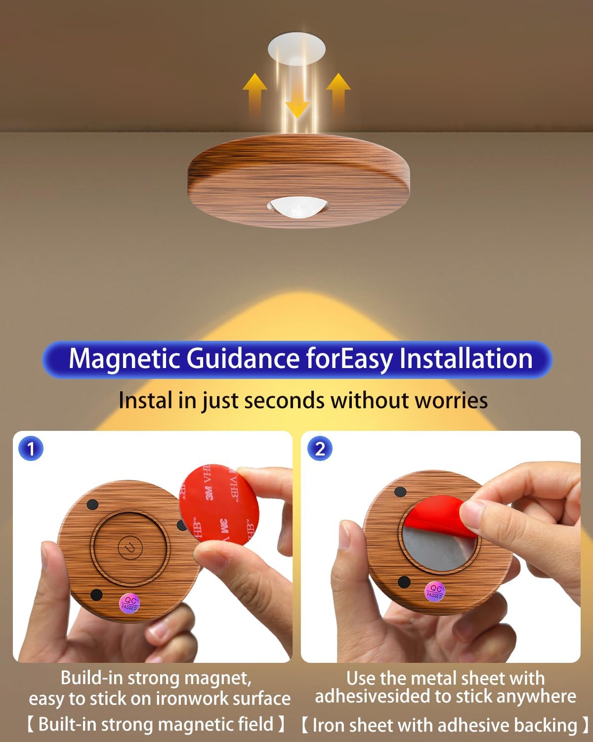 LuminAura Rechargeable Puck Lights – Pet and Child Safe Cabinet Lighting, No Open Flame No Wax Drips