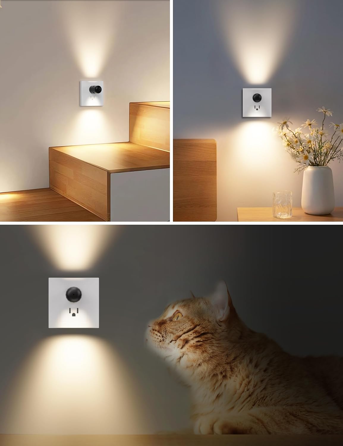 LumiNest Ambient Night Light Set – Soft White Plug in Wall Lamp for Cozy Bedroom, Behind Couch and Hallway, Decorative Vertical Orientation