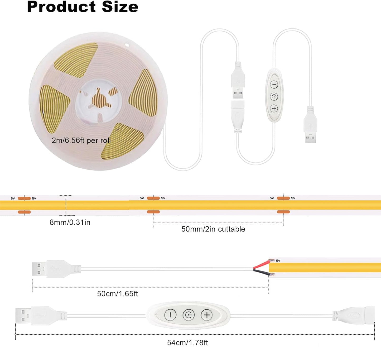 LuminGlow 5V COB LED Strip – Eye-Strain-Free Monitor Bias Light for Remote Work and Late-Night Study