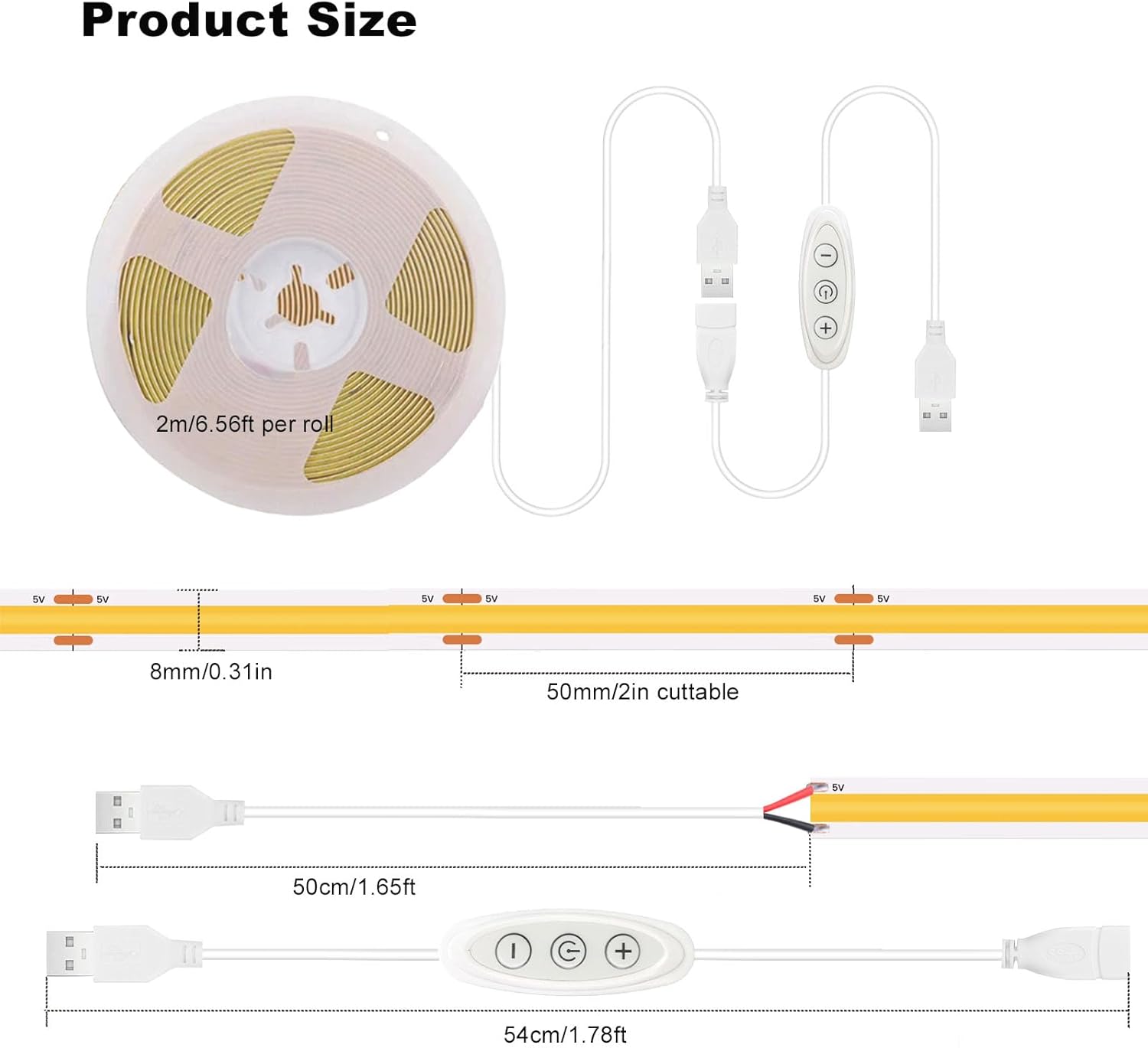 LuminGlow 5V COB LED Strip – Eye-Strain-Free Monitor Bias Light for Remote Work and Late-Night Study