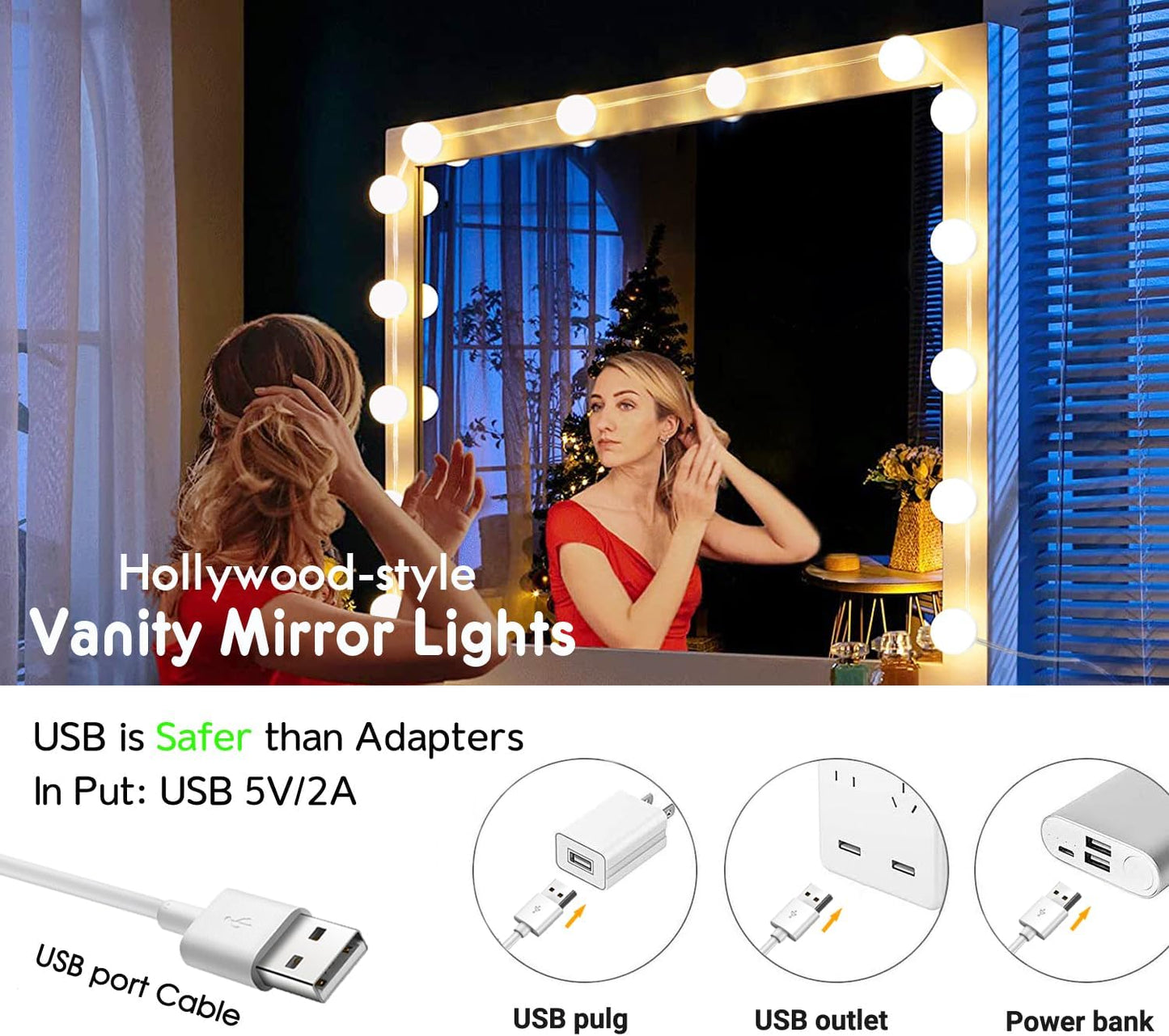 LuminGlow Flameless Mirror Light Kit – Pet and Kid Friendly LED Bulbs with Cool Touch PC Lampshades
