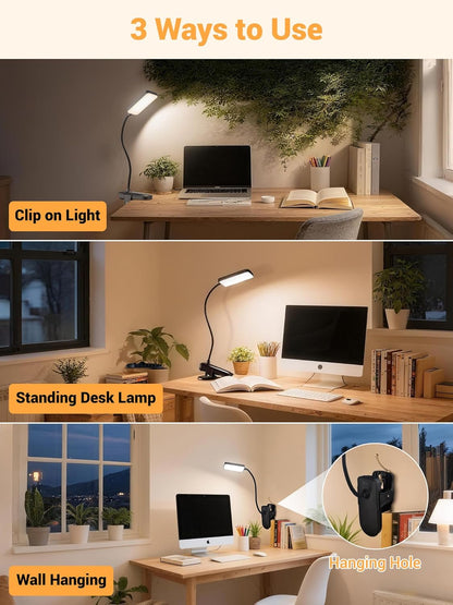 LuminGlow Pro Clip Lamp – Kids Study Light for Playroom Reading Nook, Eye Protection Full Spectrum Clip On
