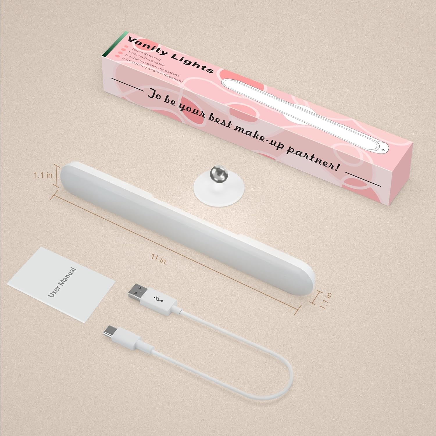 LuminGlow Wireless LED Lamp – Intentional Clutter Free Makeup Station with Single Touch Control