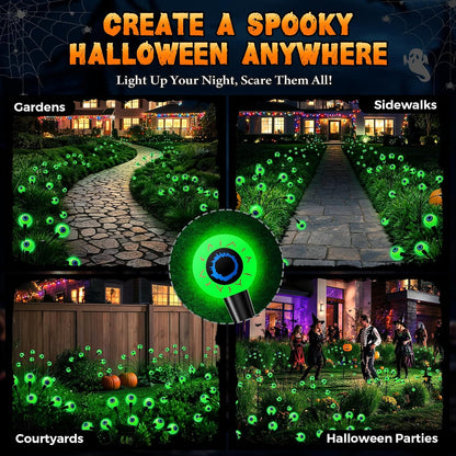 Luminoak Eyeball Garden Stakes – Soft Green LED Glow as Accent Home Decor for Shelves, Hallways and Plant Corners