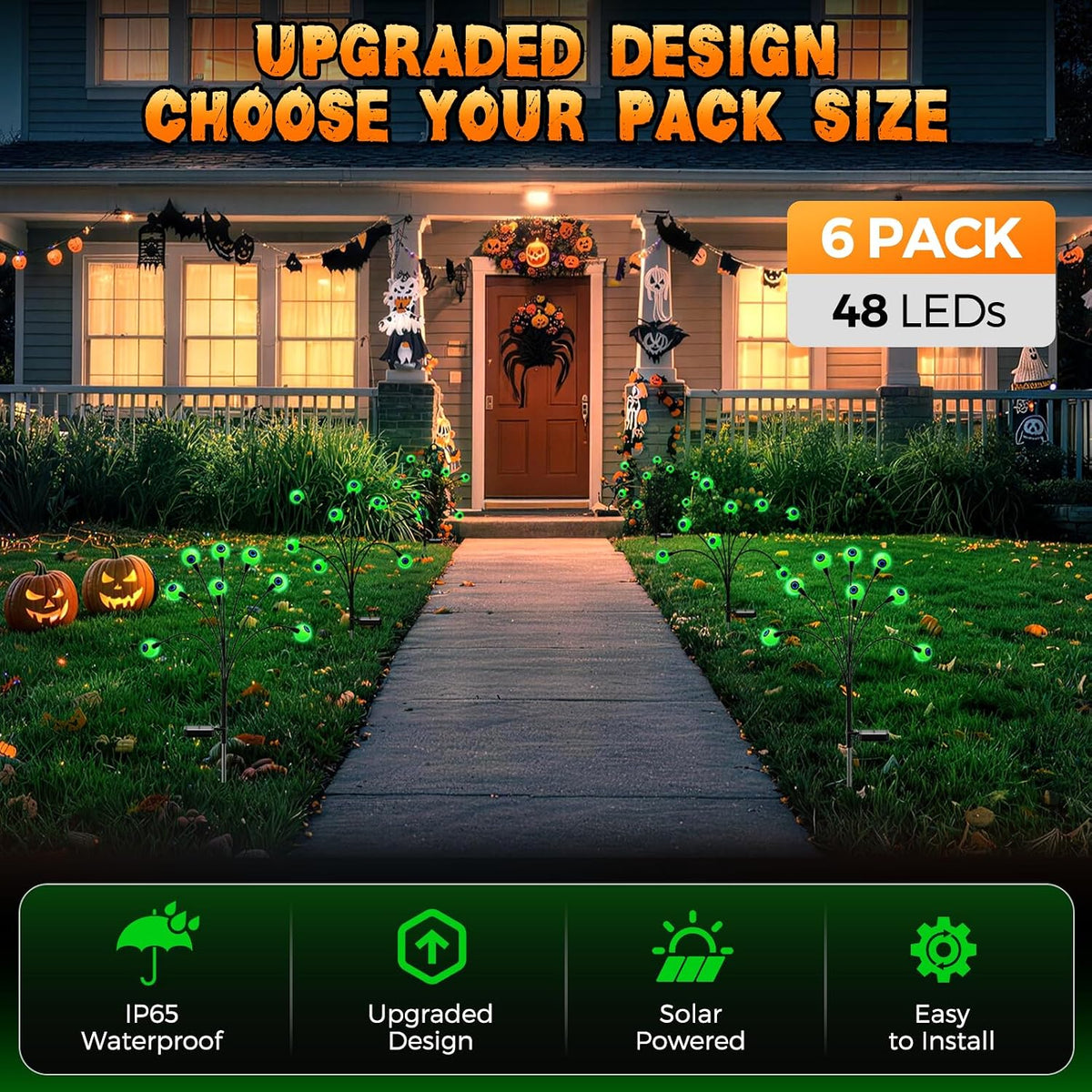 Luminoak Eyeball Garden Stakes – Soft Green LED Glow as Accent Home Decor for Shelves, Hallways and Plant Corners