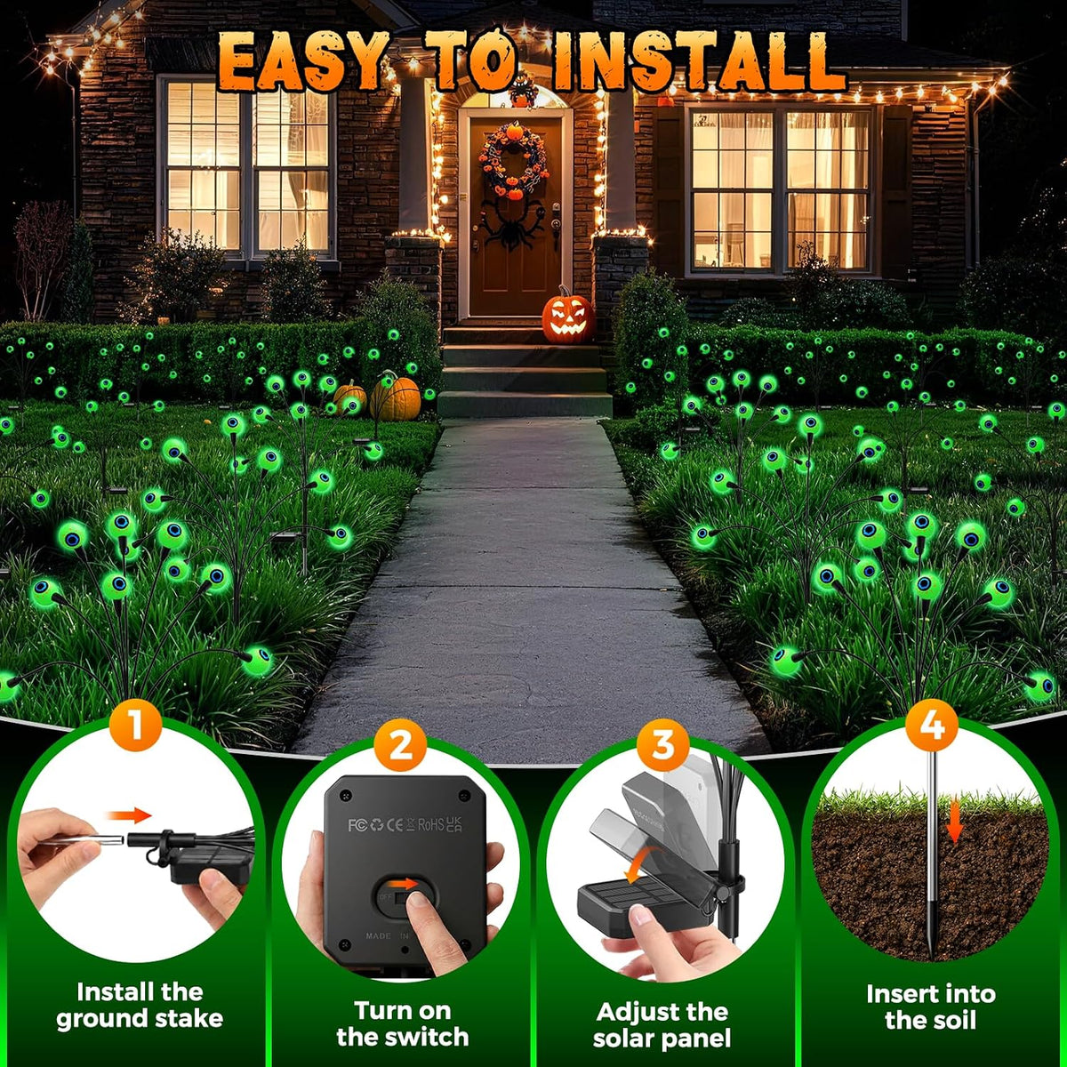 Luminoak Eyeball Garden Stakes – Soft Green LED Glow as Accent Home Decor for Shelves, Hallways and Plant Corners