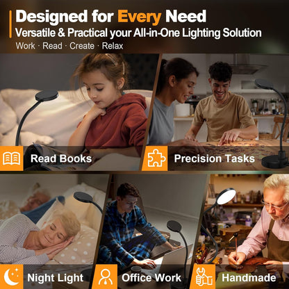 LUMINOAK FocusBeam Table Lamp – Productivity Task Light for Home Office with Auto-Off Timer and Flicker-Free LEDs