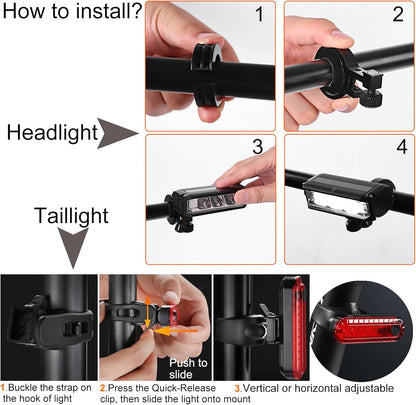 Luminoak USB-C Rechargeable Bike Light – Durable Aluminum Cycling Light Set for Backcountry Trails and Evening Dog Walks