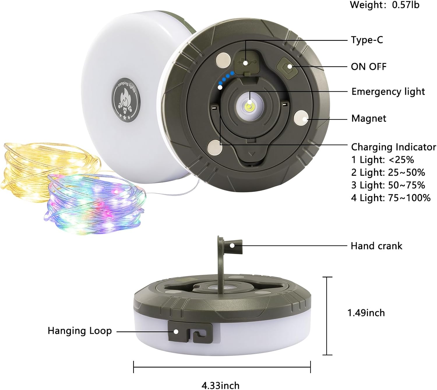 LuminTrail CampGlow Reel – Living Room Aesthetic Hanging Lights, 8 RGB Modes for Holiday & Everyday Ambiance