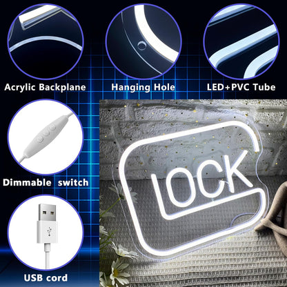 LUMIORA Gaming Lock Neon Light – Housewarming Gift for a New Setup, Dimmable LED Sign for Streaming Backdrop and Playroom
