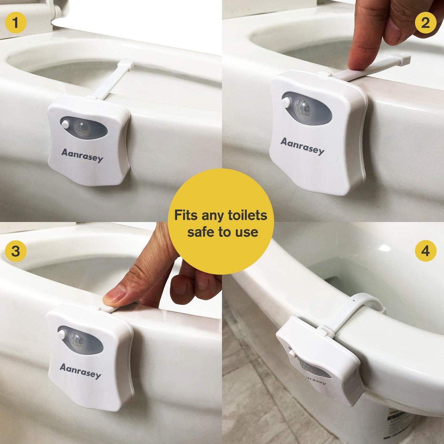 LumiPals Motion Sensor Toilet Light – Safe Nighttime Bathroom Navigation for Seniors and Elderly Parents, 2-Pack