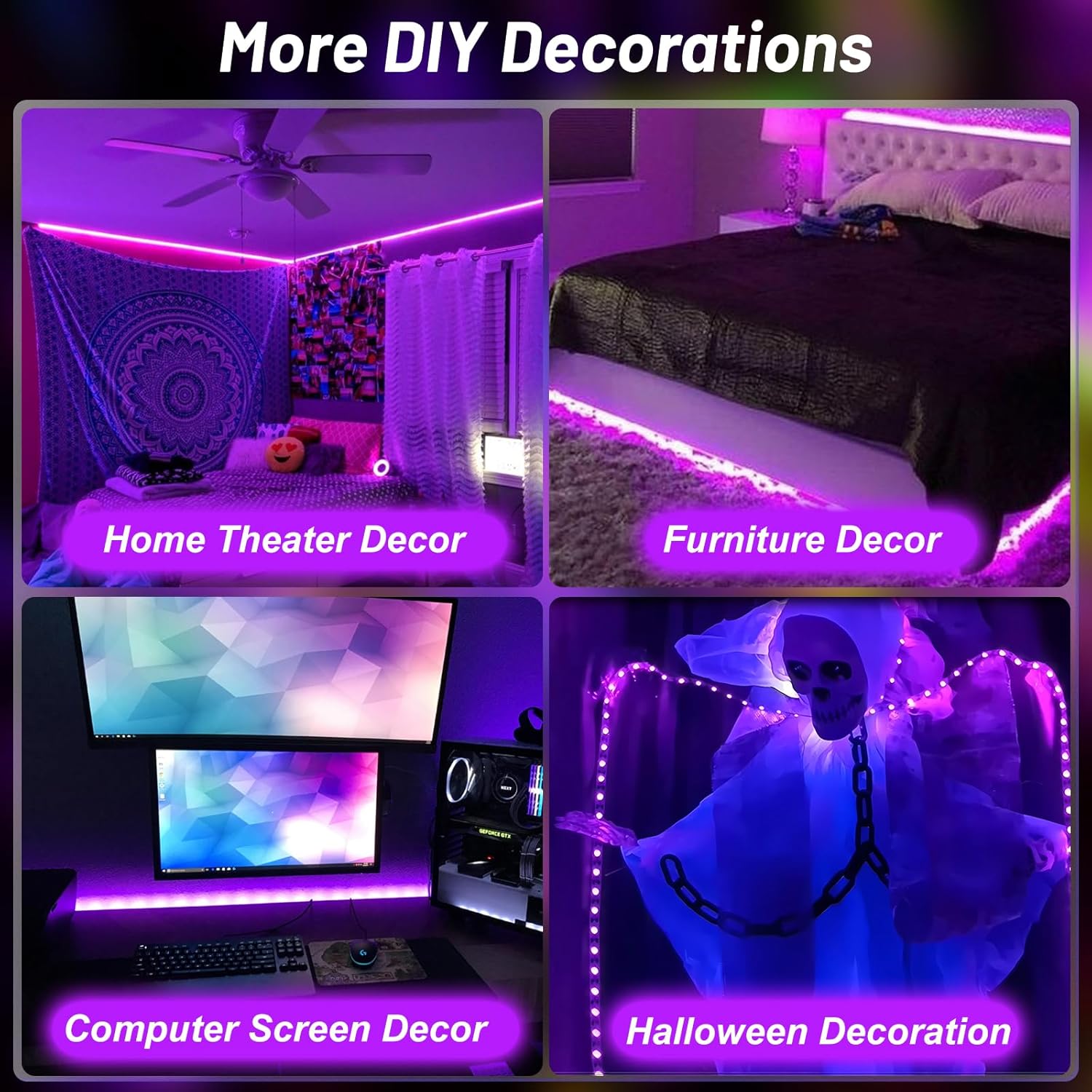 LumoGlow Blacklight Strip – Modern Interior Accent for Home Bars, Game Rooms and Studios
