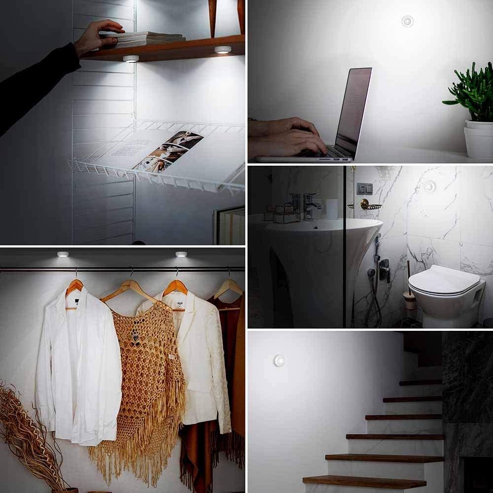 LUXMOM Touch Puck Lights – Battery Operated Closet Light for Toddler and Playroom, Cool to Touch Push On Off