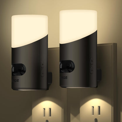 Lyridz Plug-in Night Light – Underlit Up-and-Down Wall Sconce Style for Foyers and Staircases, Designer Dimmable 2 Pack
