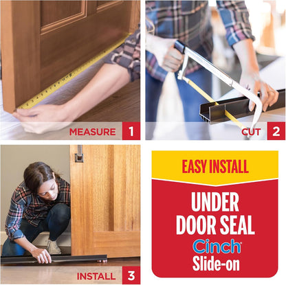 M-D Building Products Vinyl Cinch® U-Shape Door Bottom Seal for Focused Work-from-Home Days, Tool-Free Draft Stopper