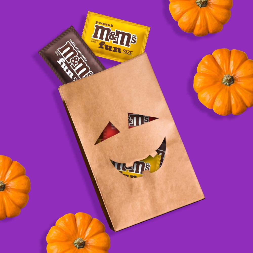 M&M'S Bulk Fun Size Candy Bag Safe for Nursery and Playroom Snack Times, Milk Chocolate Peanut and Peanut Butter, 19.41 oz
