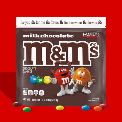 M&M'S Candy for Kids Movie Nights and Playdates – 18 oz Resealable Family Size Chocolate Bag