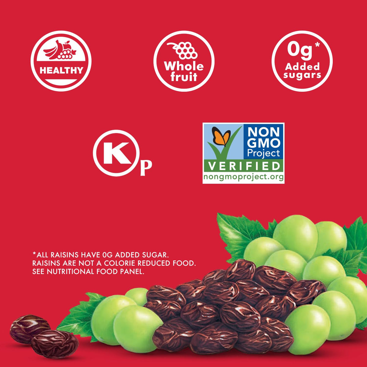 made from 100% california seedless grapes, sun-dried with no added sugar