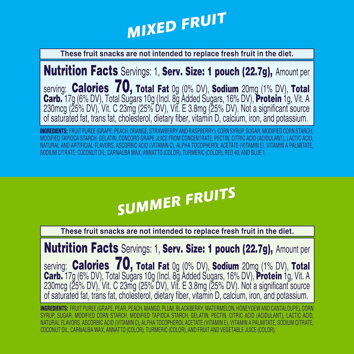 made with whole fruit (grape, pear, peach, mango, plum, blackberry, watermelon, honeydew, cantaloupe) as the first ingredient