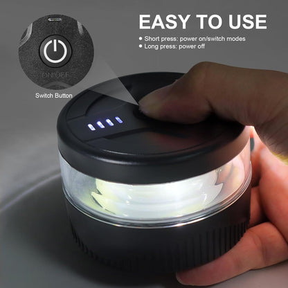 Magnetic Wireless Beacon Light, Battery-Powered LED Strobe Warning Light for Snow Plow and Worksite Trucks, USB-C Rechargeable