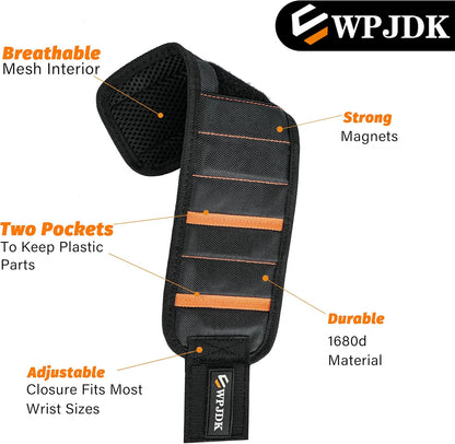 Magnetic Wristband Holding Screws and Bolts – Lightweight 4.2 oz Design for Garage Workshop Productivity, One Size Fits Most