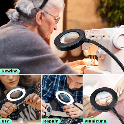 MagniShine 48 LED Magnifying Glass – Heartfelt Valentine's Day Gift for Her, Adjustable Bedside Reading Lamp with Clamp