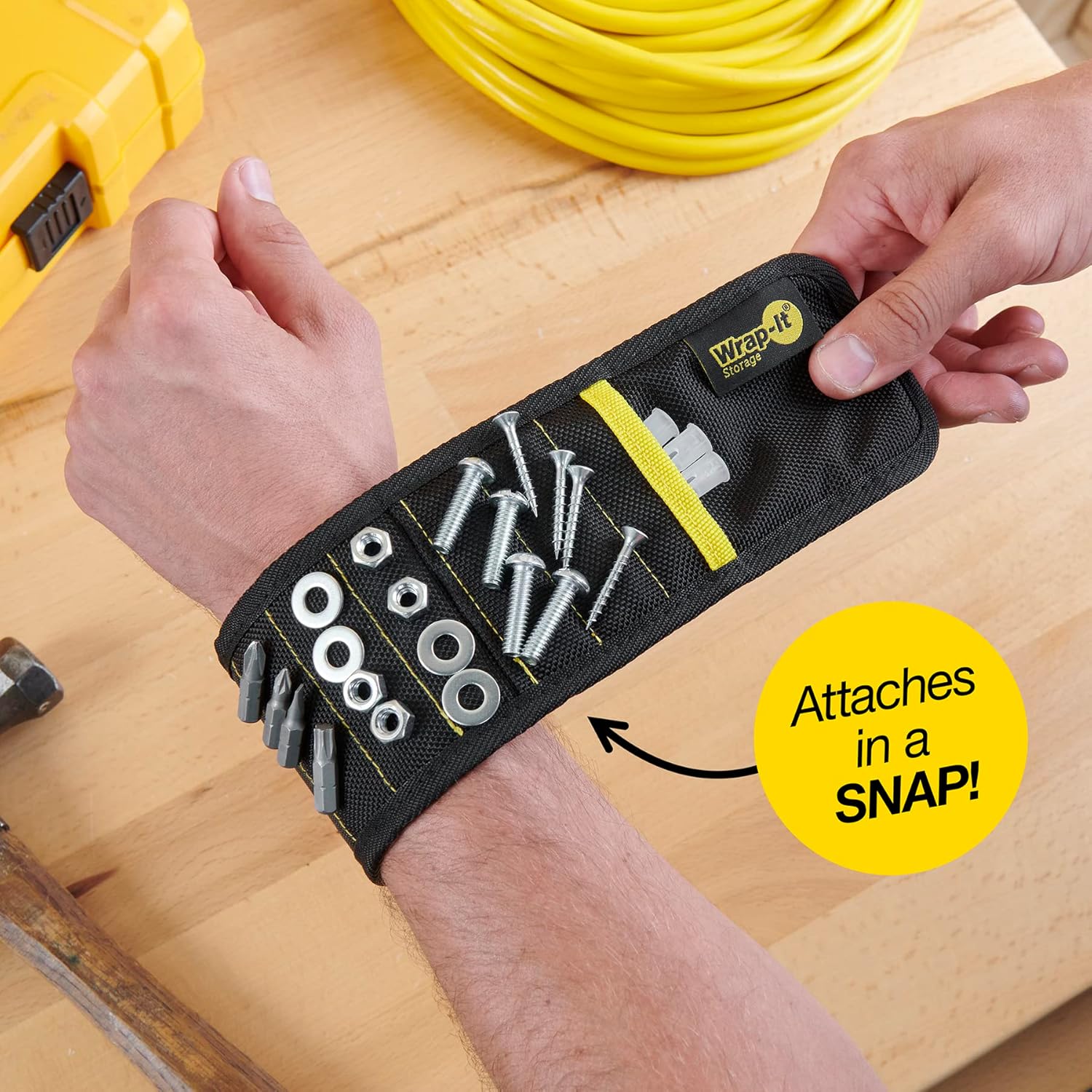 MagSnap Magnetic Wristband by Wrap-It Storage - Craft Room Organizer for Sewers, Keeps Pins and Needles Within Easy Reach
