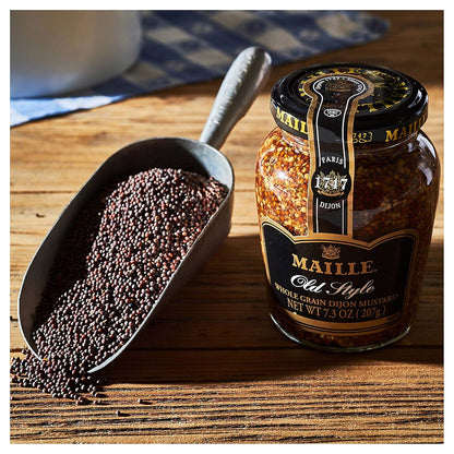 Maille Mustard Old Style – High-End Table-Side Condiment, Rustic Old Style Texture in Elegant Glass