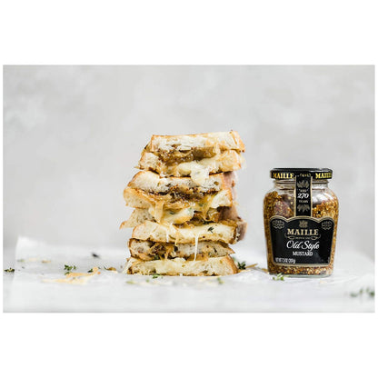 Maille Mustard Old Style – High-End Table-Side Condiment, Rustic Old Style Texture in Elegant Glass