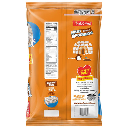 Malt-O-Meal Frosted Mini Spooners Shredded Wheat Cereal, 60 oz Stand-Up Bag – Pre-Portioned Workday Cereal That Stays Crunchy Between Meetings
