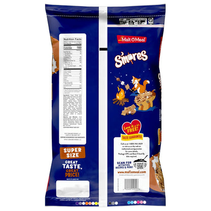 Malt-O-Meal S'mores Family Cereal – Sweet Valentine's Day Gift Basket Staple for Cereal Lovers, 30 oz