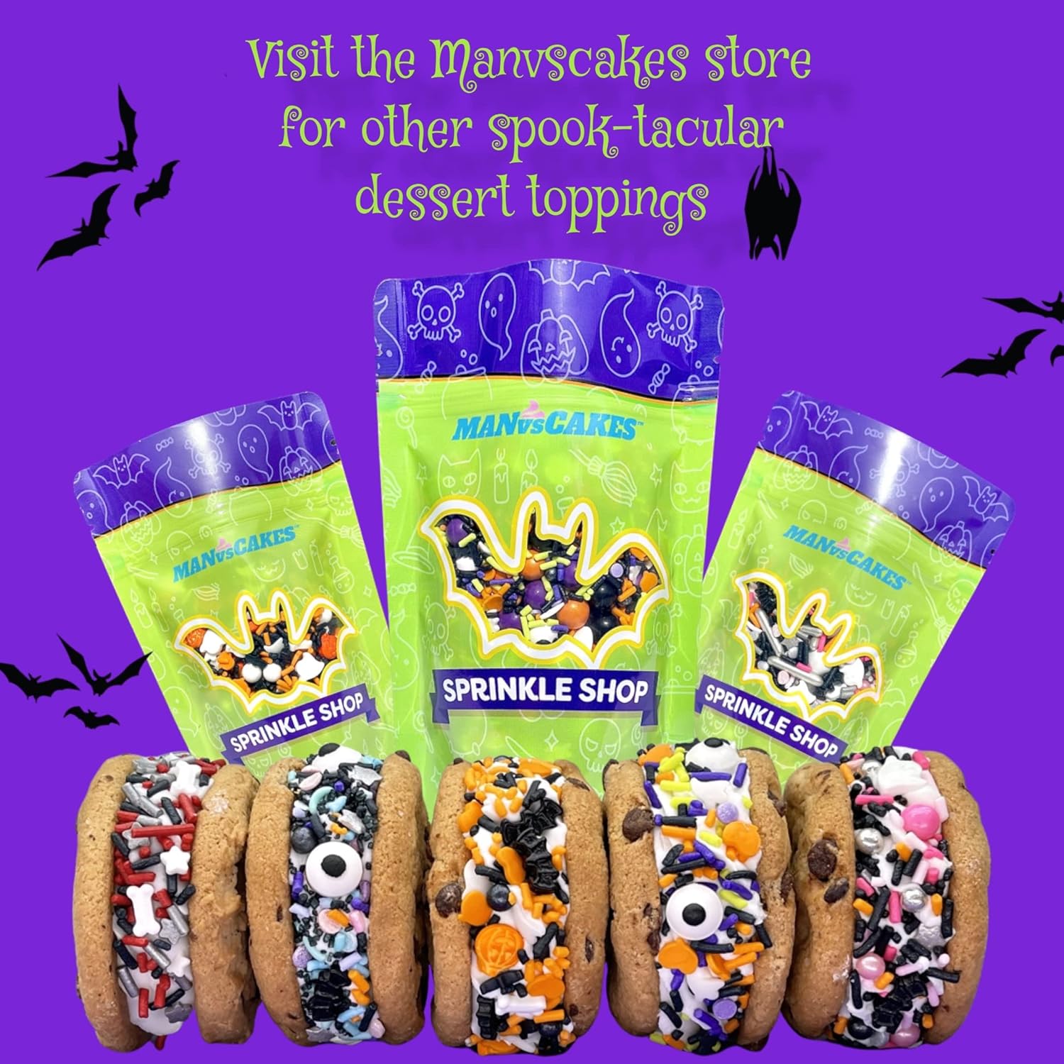 Manvscakes Halloween Sprinkles - Non-Messy Themed Sprinkles for Kids Halloween Birthday Party Desserts, 8oz