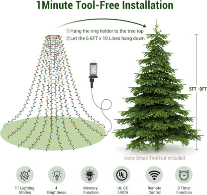 Marchpower Christmas Lights – Versatile Indoor to Outdoor Transition Tree Lights, IP44 Rated Diamond LEDs for Covered Porch and Yard