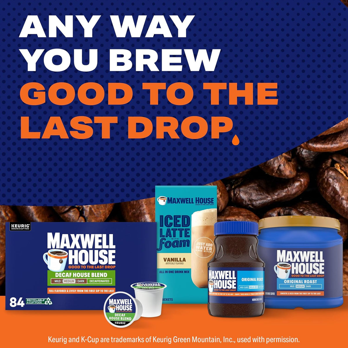 Maxwell House Decaf Coffee Pods – Bulk Single-Serve Brew for Conference Rooms and Reception Areas, 84 Count Box